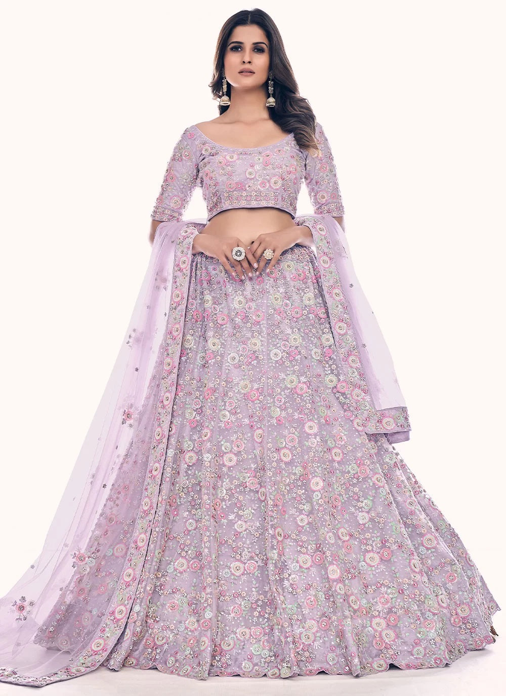 Adorable Soft Net Wedding Lehenga with Dori and Sequins Work