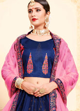 navy blue bridal lehenga