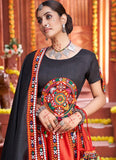 Art Silk Gamthi Work Red Chaniya Choli For Navratri