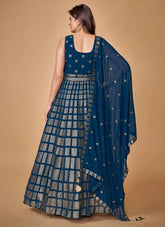 Awesome Blue Georgette Sequinse Work Ready to wear Gown