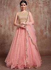 Baby Pink Color Soft Net Designer Zari Work Fashion Lehenga