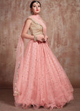 Baby Pink Color Soft Net Designer Zari Work Fashion Lehenga