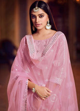 Baby Pink Foil Mirror Work Sharara