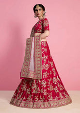 Beautiful Pink Color Velvet Silk Wedding Wear Lehenga
