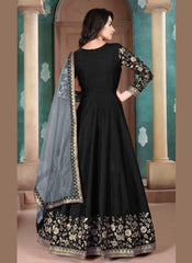 Black Adda Silk Heavy Embroidered Anarkalia