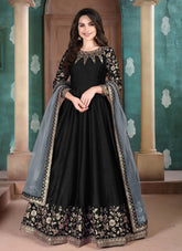 Black Adda Silk Heavy Embroidered Anarkalia