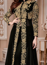 Black Color Embroidered Work Real Georgette Salwar Suit