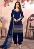 Blue Art Silk Designer Punjabi Suit
