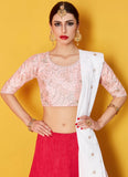 Beautiful Blush Peach Color Zari work Art Silk Lehenga