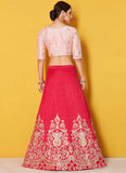 Beautiful Blush Peach Color Zari work Art Silk Lehenga
