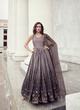Chinon Sequince Embroidered Work Anarkali Gown With Dupatta