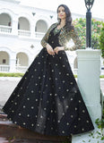 Cotton Black Thread Sequince Anarkali Gown With Koti
