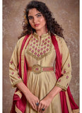 Cream Silk Heavy Embroidered Anarkali Gown