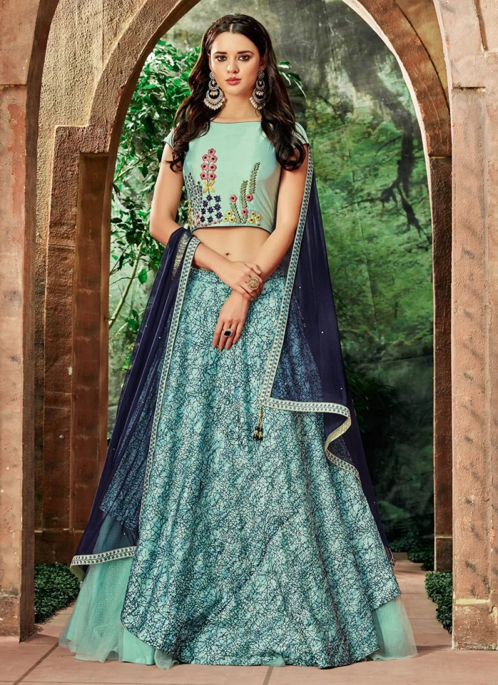 blue color lehenga