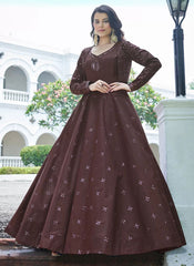 Designer Cotton Embroidered Koti Style Anarkali Gown