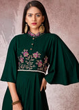 Designer Green Rayon Embroidered Indian Kurti