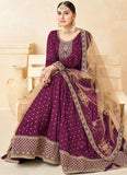 Designer Magenta Taffeta Heavy Embroidered Anarkali Suit