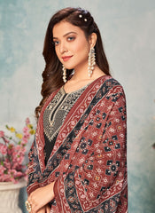 Designer Straight Faux Georgette Embroidered Suit