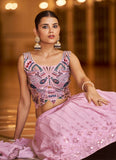 Dusty Pink Embroidered Georgette Wedding Lehenga Choli