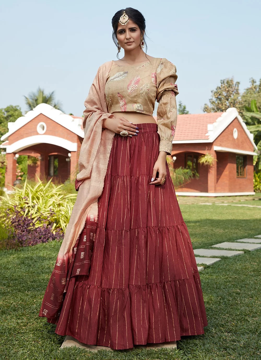 Dusty Weaving Work Lehenga Choli