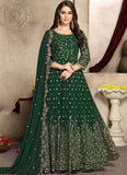 Elegant Green Color Heavy Embroidery Georgette Suit