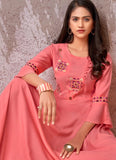 Elegant Pink Rayon Kurti with Stunning Embroidery Work