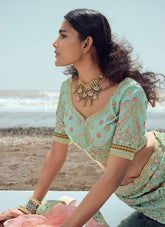 Embroidered Indian Wedding Lehenga Choli In Organza