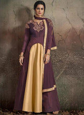 Embroidered Taffeta Gown For Girls