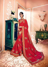 Exclusive Crimson Red Color Silk Saree