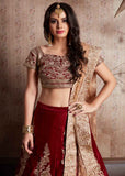 Velvet Silk Embroidered Lehenga