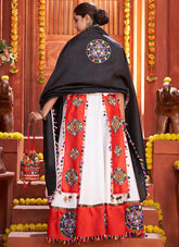 Fabulous Art Silk Rajwadi Ghaghra In White For Navratri