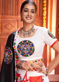 Fabulous Art Silk Rajwadi Ghaghra In White For Navratri
