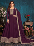 Faux Georgette Anarkali Salwar Suit in Purple