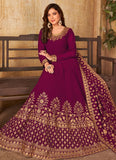 Faux Georgette Maroon Color Anarkali Suit