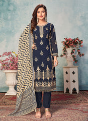 Festive Wear Blue Straight Salwar Kameez In Georgette Fabric