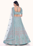 Firozi Soft Net Zarkan work Wedding lehenga