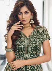 Green Sharara Style Georgette Readymade Suit