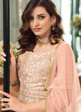 Peach Georgette Both Side embroidered Sharara Style Suit