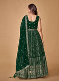 Green Georgette Sequins Work Readymade Gown