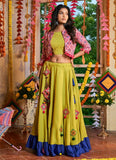 navratri special patch work lehengas in green