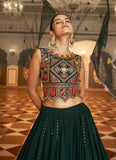 Green Sequince Embroidered Lehenga Choli