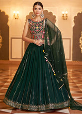 Green Sequince Embroidered Lehenga Choli