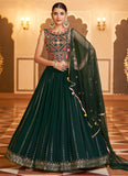 Green Sequince Embroidered Lehenga Choli
