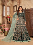 Green Velvet Embroidered Anarkali Suit