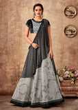 Grey Fancy Jacquard Latest Lehenga