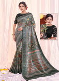 Grey Tissue Silk Embroidery Saree
