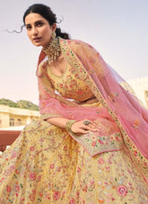 Haldi Special Yellow Zari And Stone Work Organza Lehenga