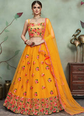 Haldi Wear Net Yellow Lehenga