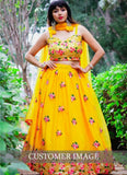 Haldi Wear Net Yellow Lehenga