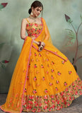 Haldi Wear Net Yellow Lehenga